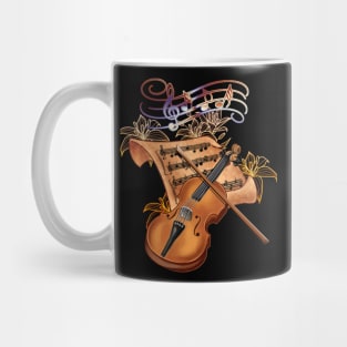 Violin Musically Gold Flower Mug